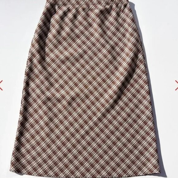 Lisa Says Gah Sandy Midi Skirt in Hazelnut Plaid Size Medium - Picture 6 of 6